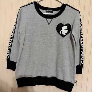 Karl Lagerfeld Black and Gray Crewneck Sweater